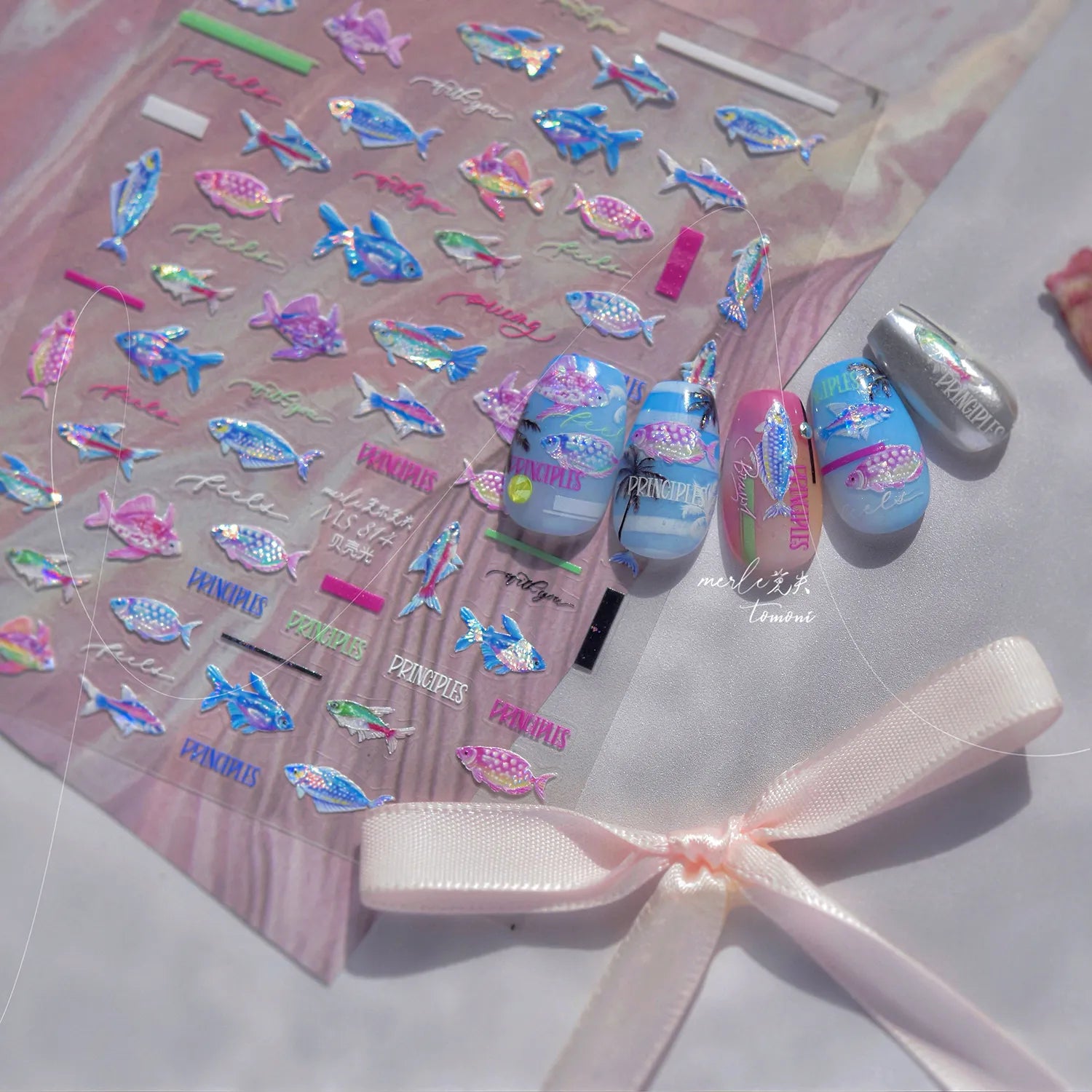 5D Holographic Fish Nail Stickers – Y2K Mermaidcore Nail Art Decals MS814