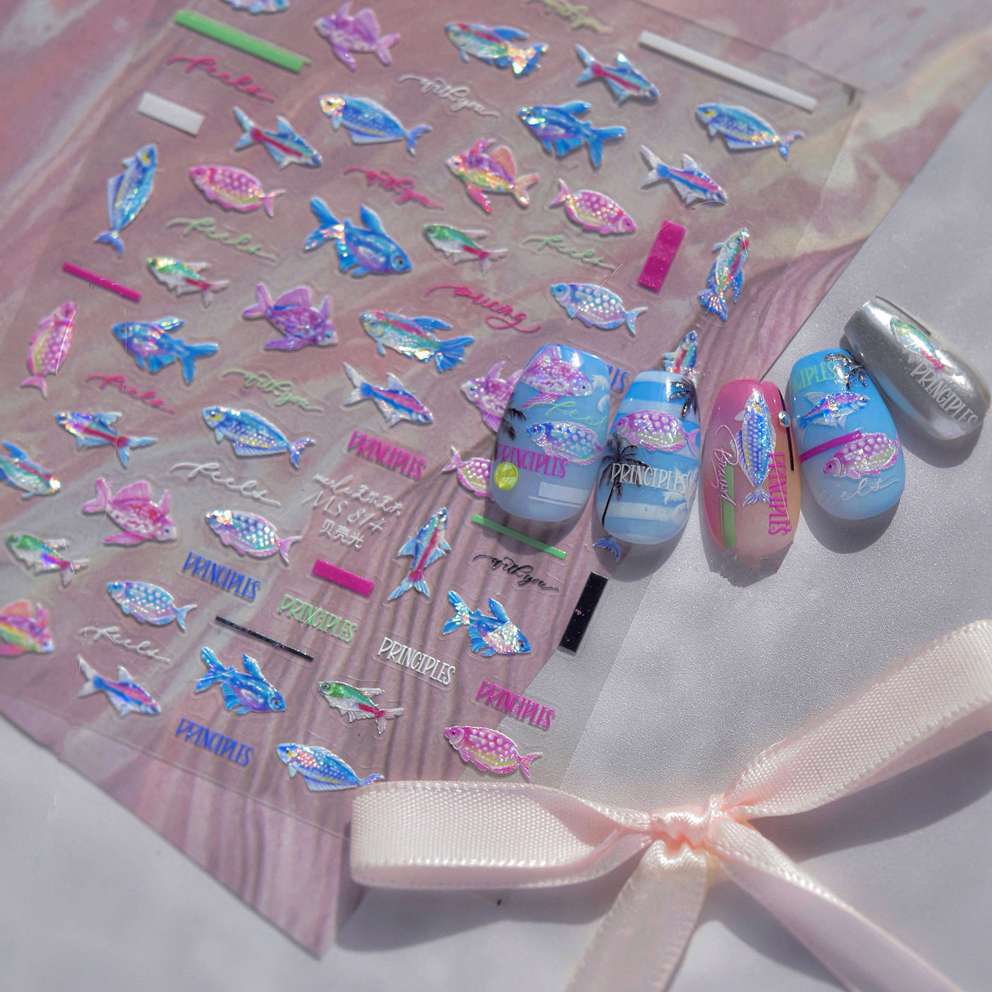 5D Holographic Fish Nail Stickers – Y2K Mermaidcore Nail Art Decals