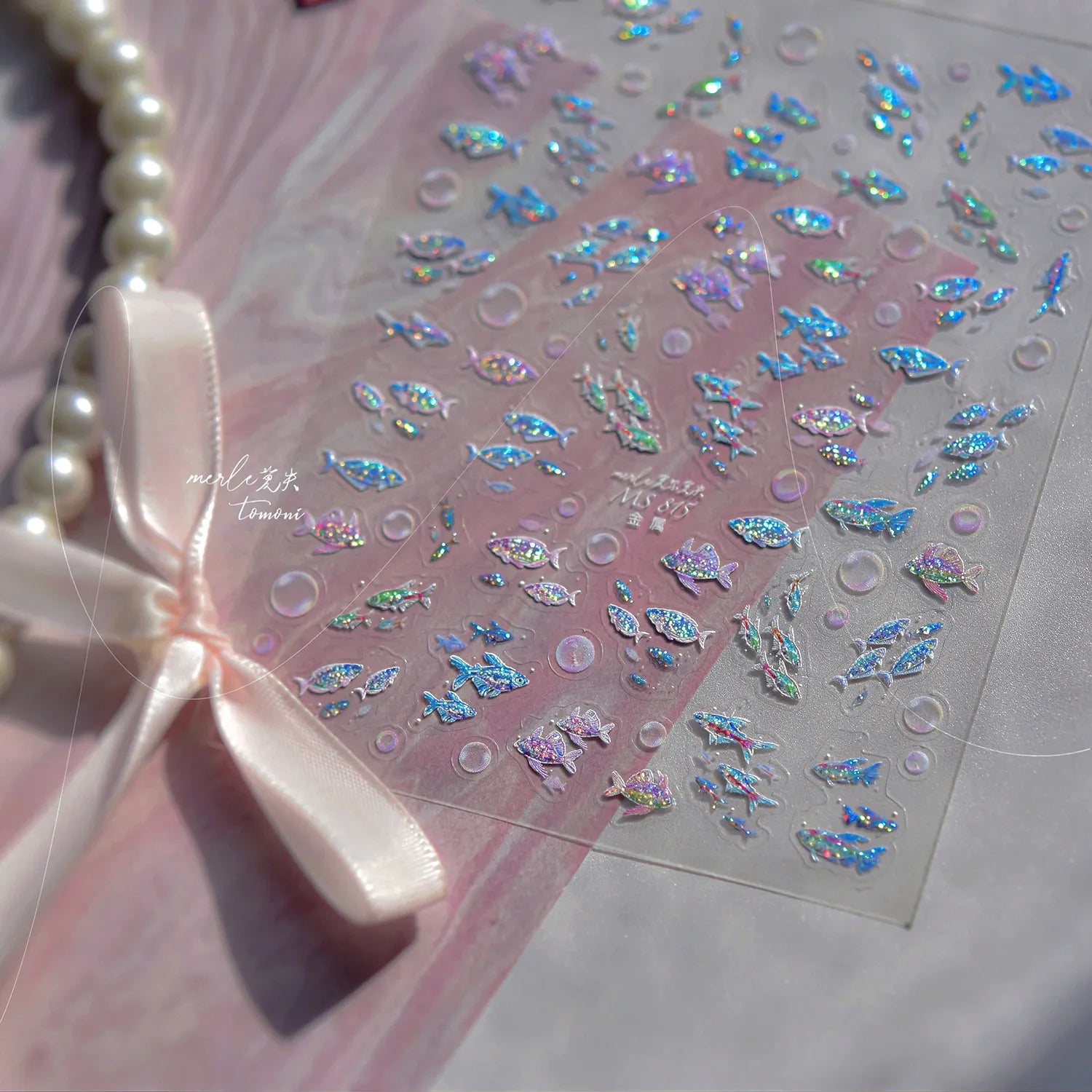 5D Holographic Fish Nail Stickers – Y2K Mermaidcore Nail Art Decals MS813