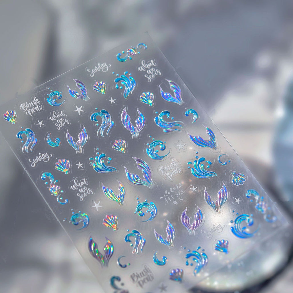 5D Mermaidcore Nail Stickers – Jelly Ocean Shell & Summer Beach Decals