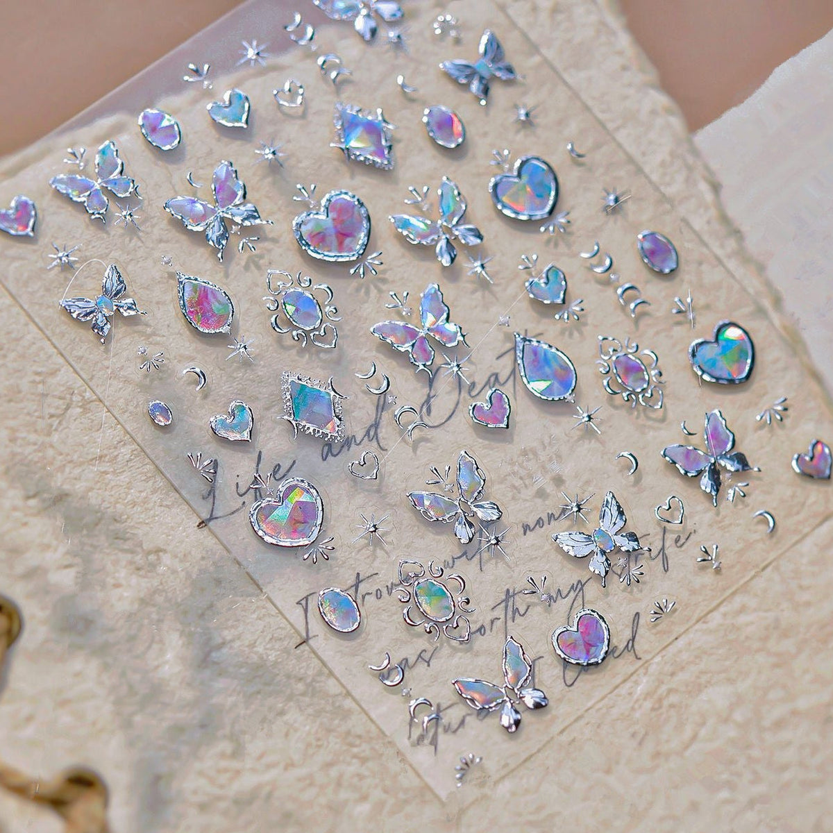 5D Aurora Gem Nail Stickers | Y2K Iridescent Crystal Chrome Nail Art Decals 832