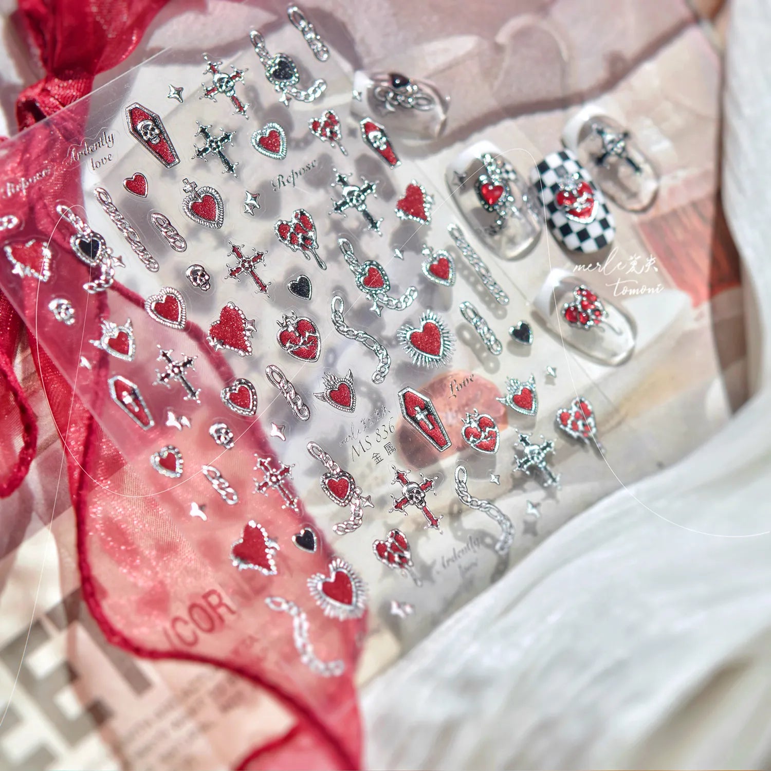 Gothic Punk Nail Stickers | Edgy Heart Cross Skull Chain Nail Art Decals