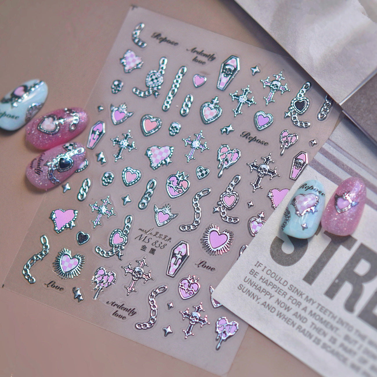 Gothic Punk Cross Skul Nail Stickers 