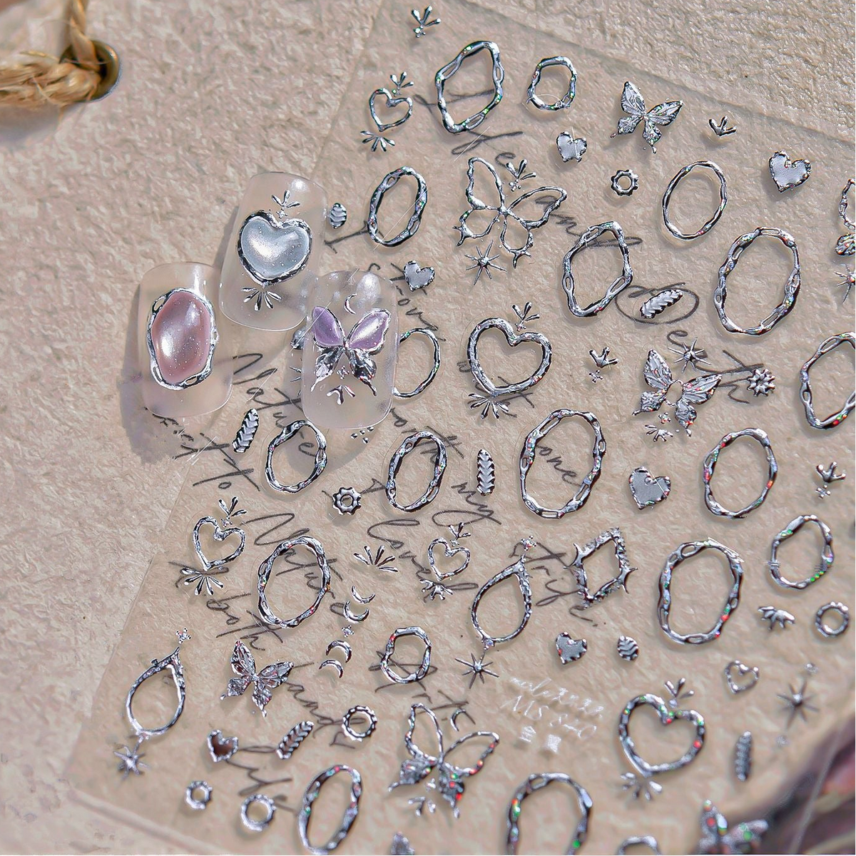 5D Aurora Gem Nail Stickers | Y2K Iridescent Crystal Chrome Nail Art Decals 832