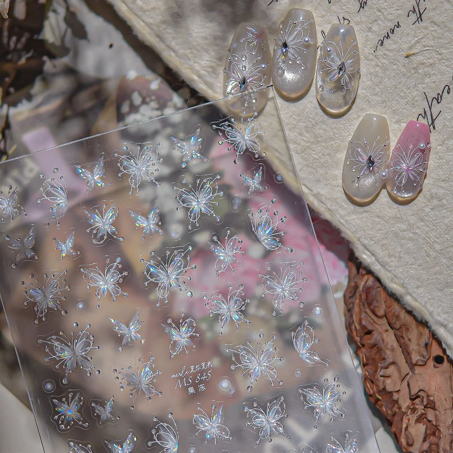 3D Holographic Butterfly Nail Stickers | Fairy Aurora Y2K Nail Art Decals 845