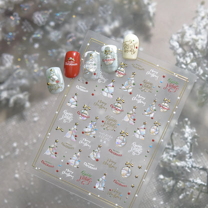 Christmas Nail Art Stickers | Holographic Xmas Tree & Bauble Decals