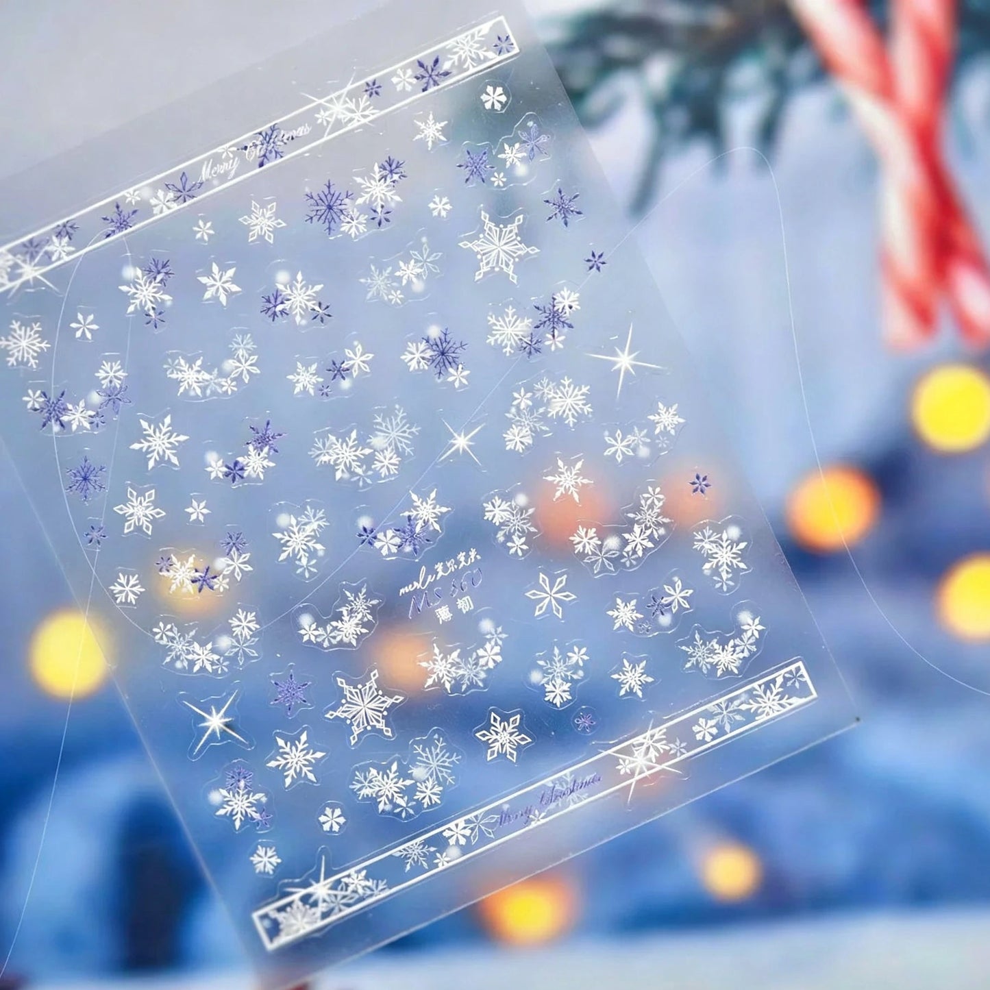 White Snowflake & Star Nail Art Stickers | Music Notes Decals