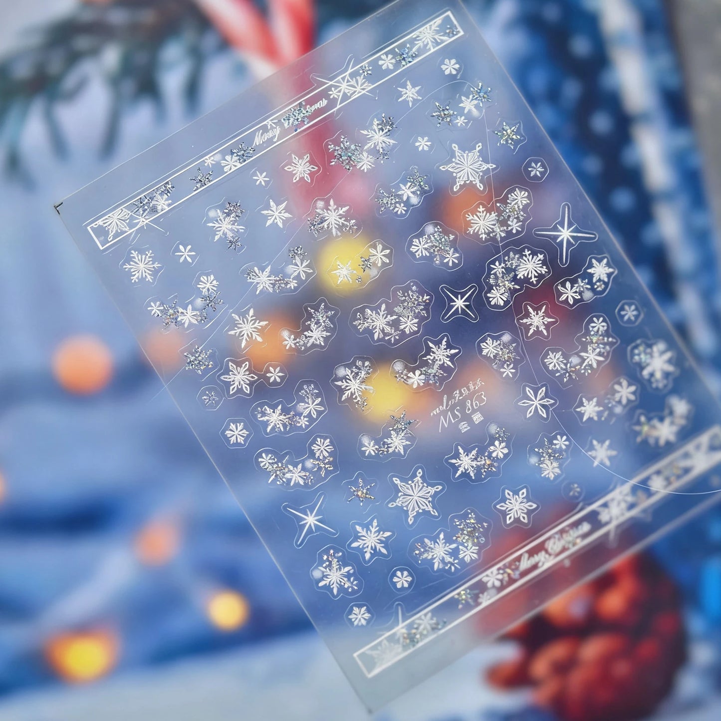 White Snowflake & Star Nail Art Stickers | Music Notes Decals