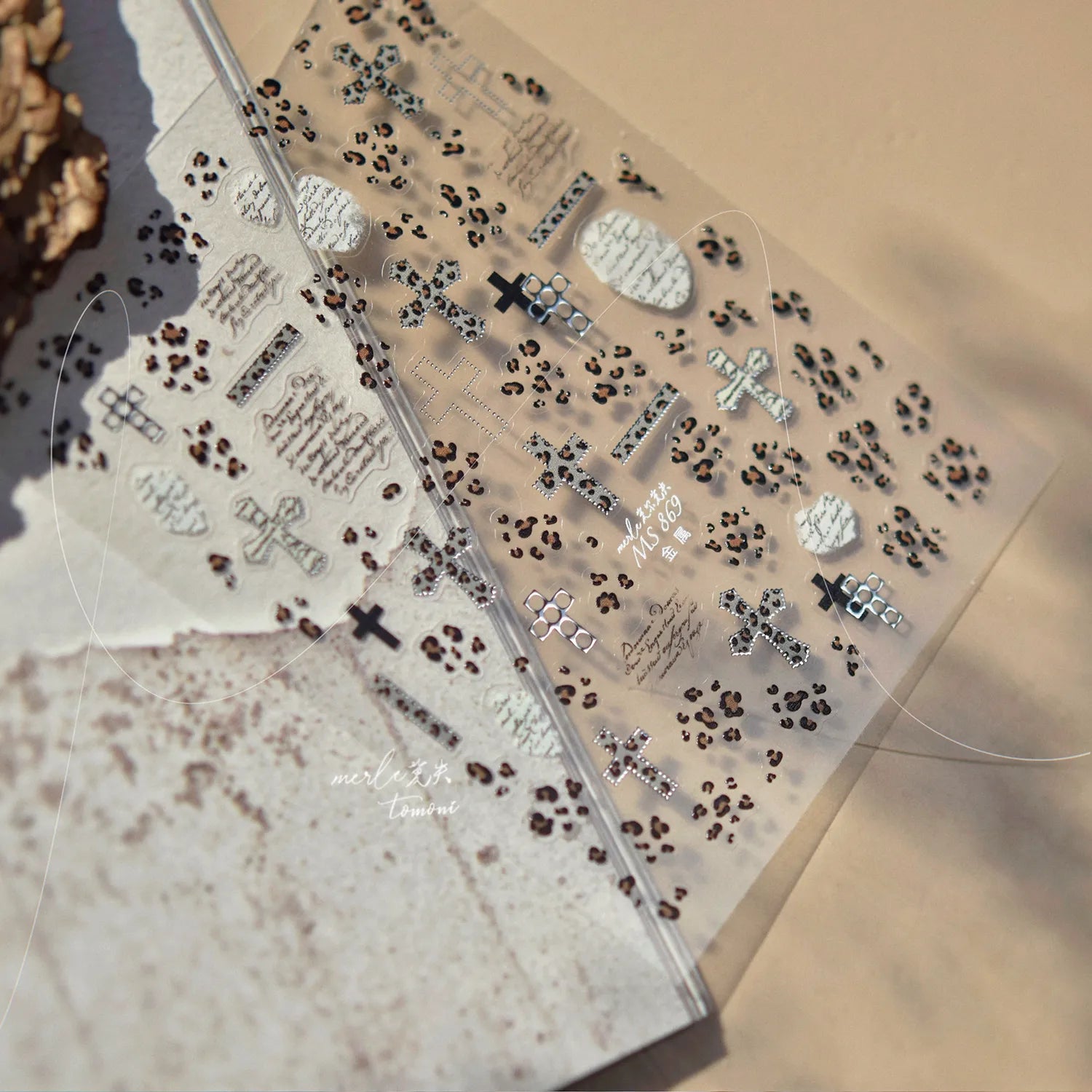 Trendy Leopard Print Cross Nail Stickers | DIY Edgy Animal Print Nail Art Decals 