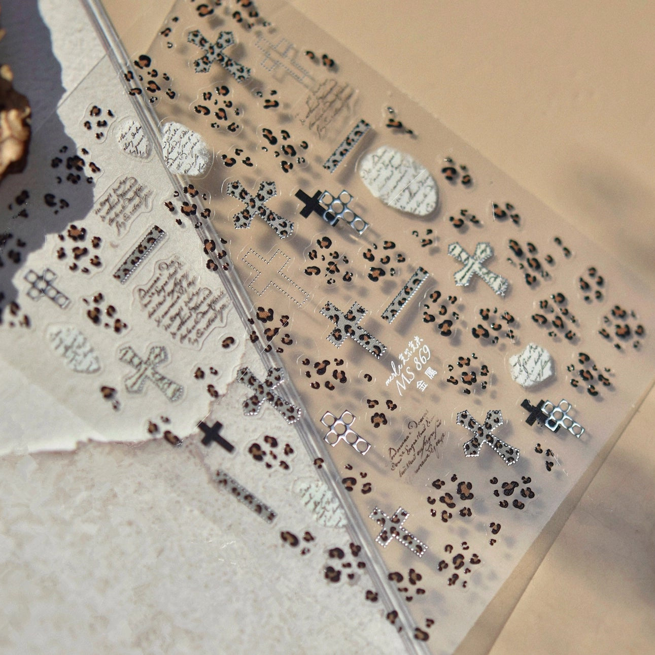 Leopard Print Cross Nail Stickers