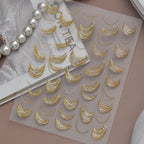 3D Metallic Gold Ribbon French Tip Nail Stickers