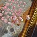 5D Tweed & Pearl Heart Nail Stickers - Pink Red French Tip Decals MS906