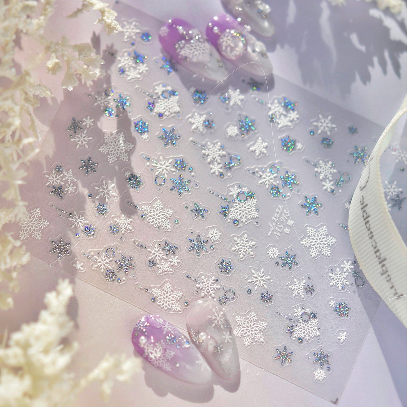 Holo Glitter Winter Snowflake Nail Stickers