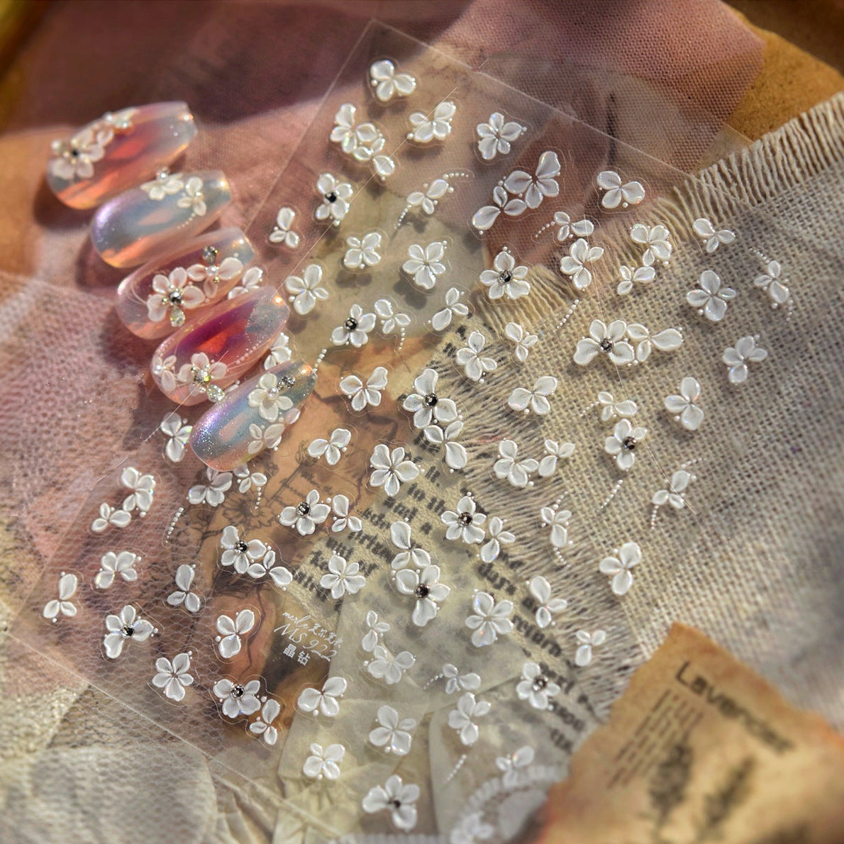 5D Pink Rose Nail Stickers - Coquette Floral Decals 922