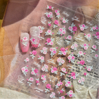 5D Pink Rose Nail Stickers - Coquette Floral Decals 925