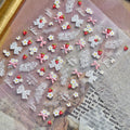 5D Strawberry & Lace Bow Nail Stickers 933