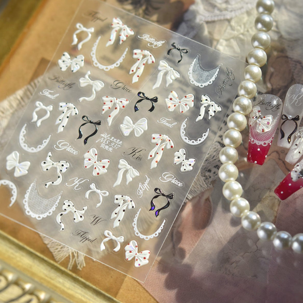 5D Bow Nail Stickers - Coquette Ribbon Embossed Nail Art Decals