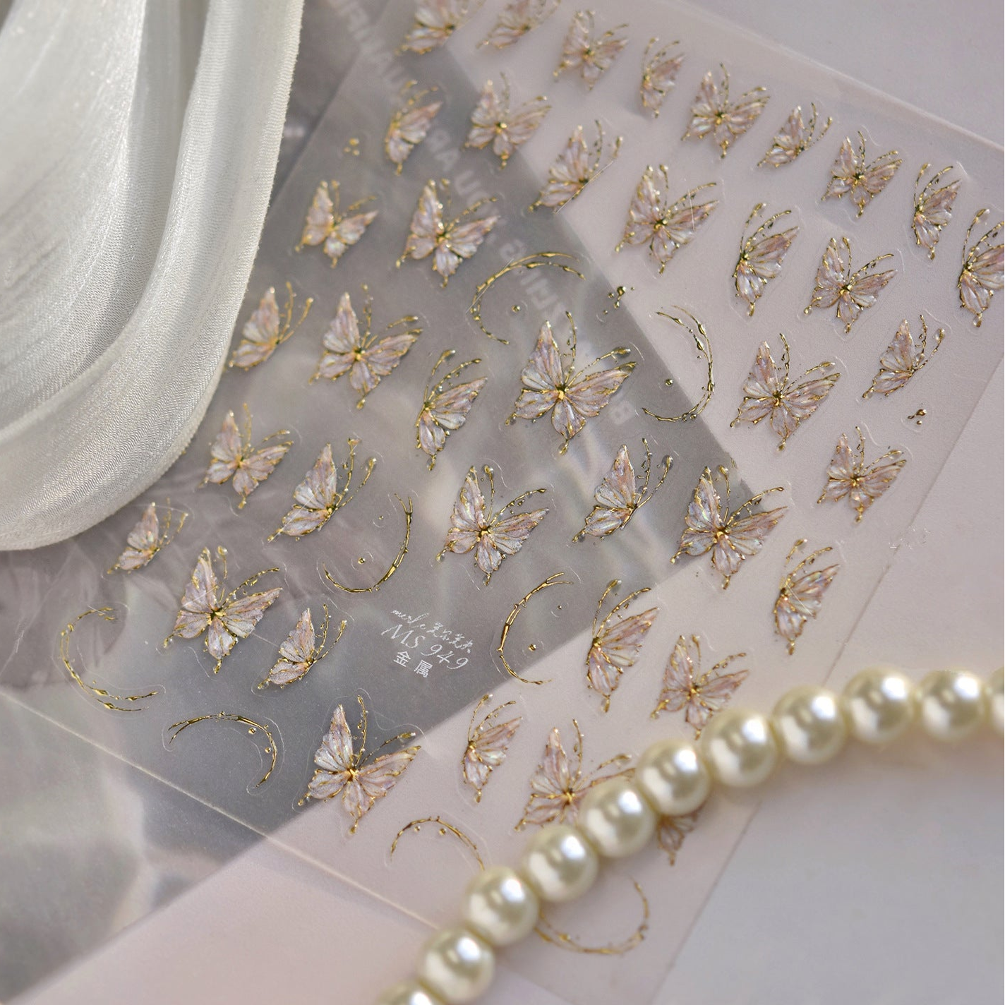 5D Aurora Butterfly Nail Stickers - Holographic Flower Jelly Decals