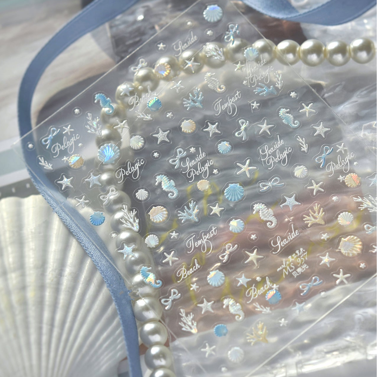 3D Mermaidcore Ocean Nail Stickers - Seashell & Starfish Decals