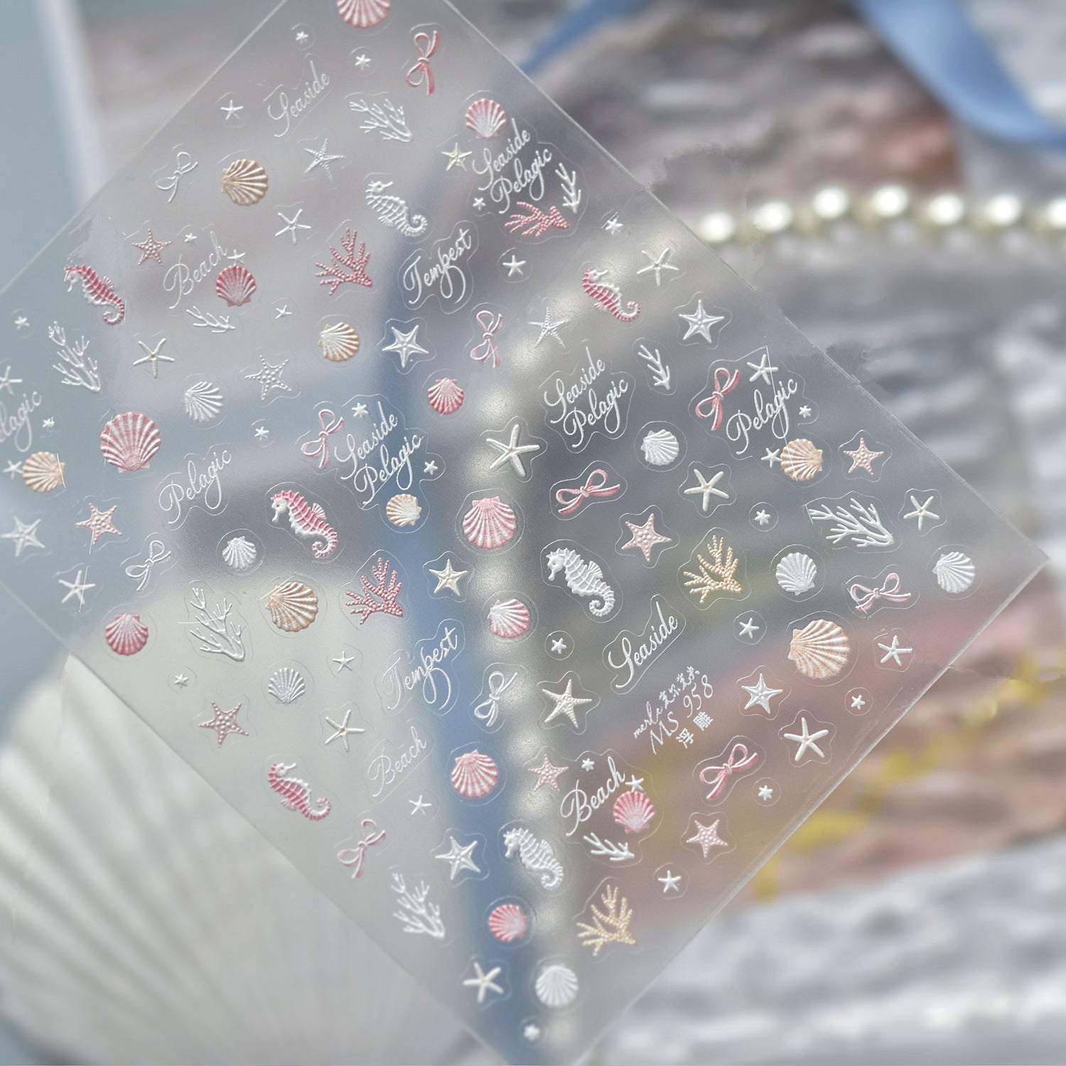 3D Mermaidcore Ocean Nail Stickers - Seashell & Starfish Decals