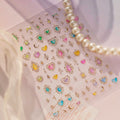 3D Celestial Star & Heart Nail Stickers | Gold Silver Gemstone Decals
