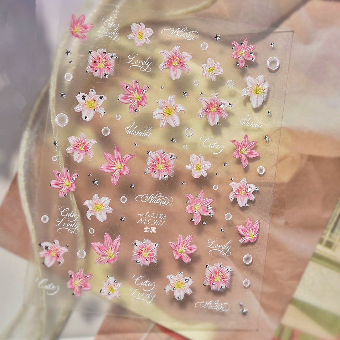 3D Lily Nail Stickers - Aesthetic Floral Manicure Decals 