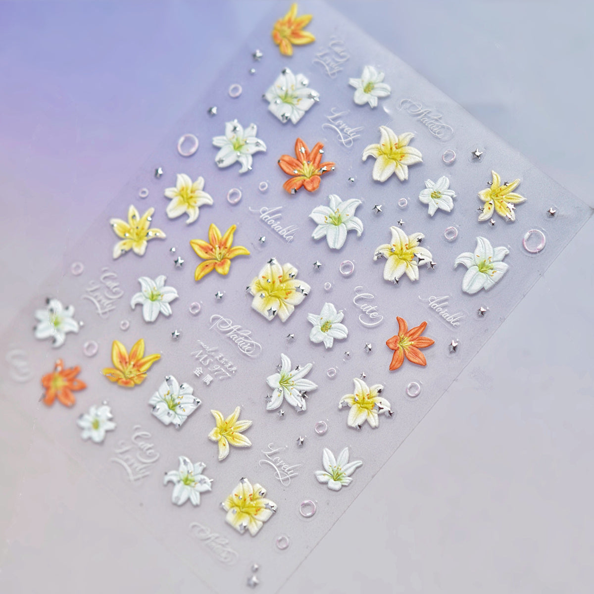 3D Lily Nail Stickers - Aesthetic Floral Manicure Decals 