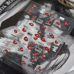 Sexy Red Lips & Barcode Nail Stickers - Edgy Streetwear Art Decals