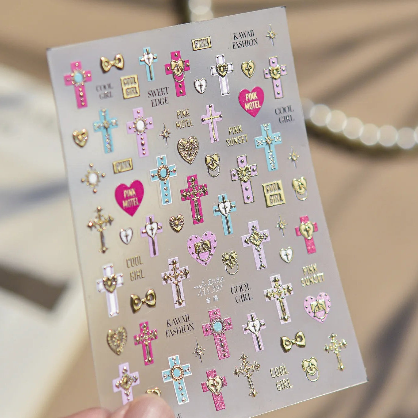 Vintage Angel & Cross 3D Nail Stickers - Coquette Baroque Decals