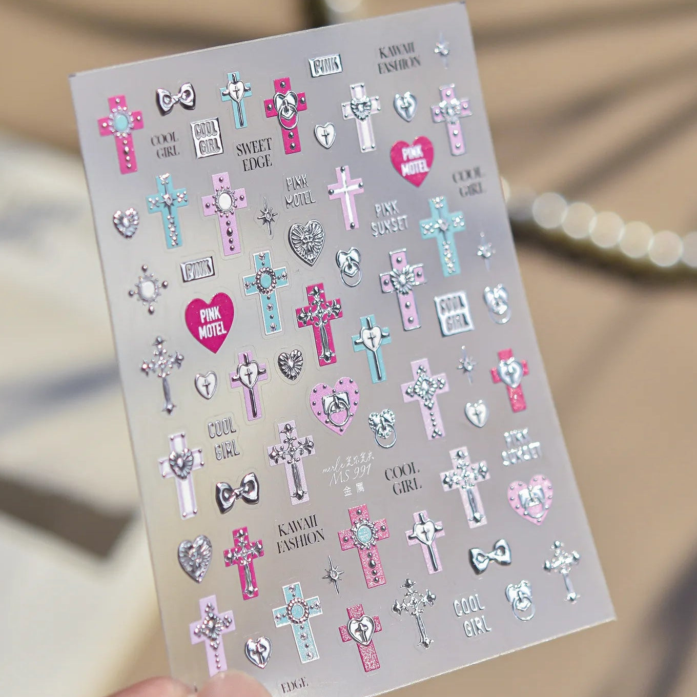 Vintage Angel & Cross 3D Nail Stickers - Coquette Baroque Decals