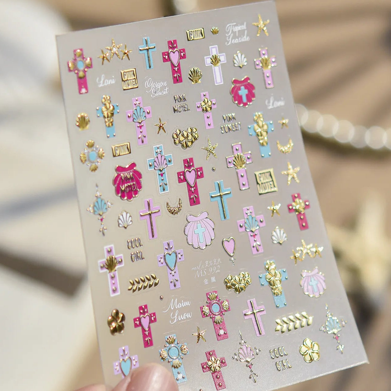 Vintage Angel & Cross 3D Nail Stickers - Coquette Baroque Decals
