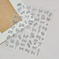 3D Silver Metallic Coquette Bow Nail Stickers - Chrome Star & Cherry Decals