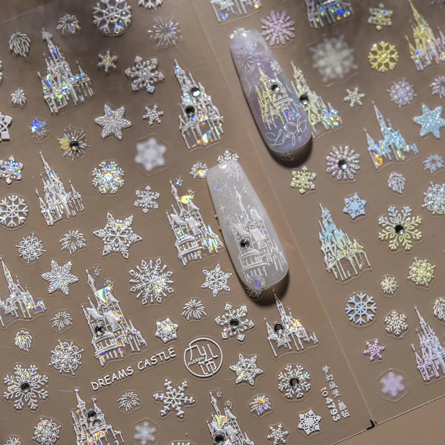 Magical Castle & Snowflake Holographic 3D Nail Stickers to4793