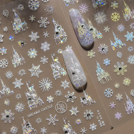 Magical Castle & Snowflake Holographic 3D Nail Stickers to4793