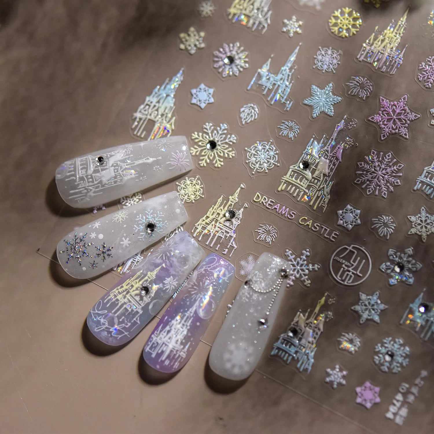 Magical Castle & Snowflake Holographic 3D Nail Stickers to4793