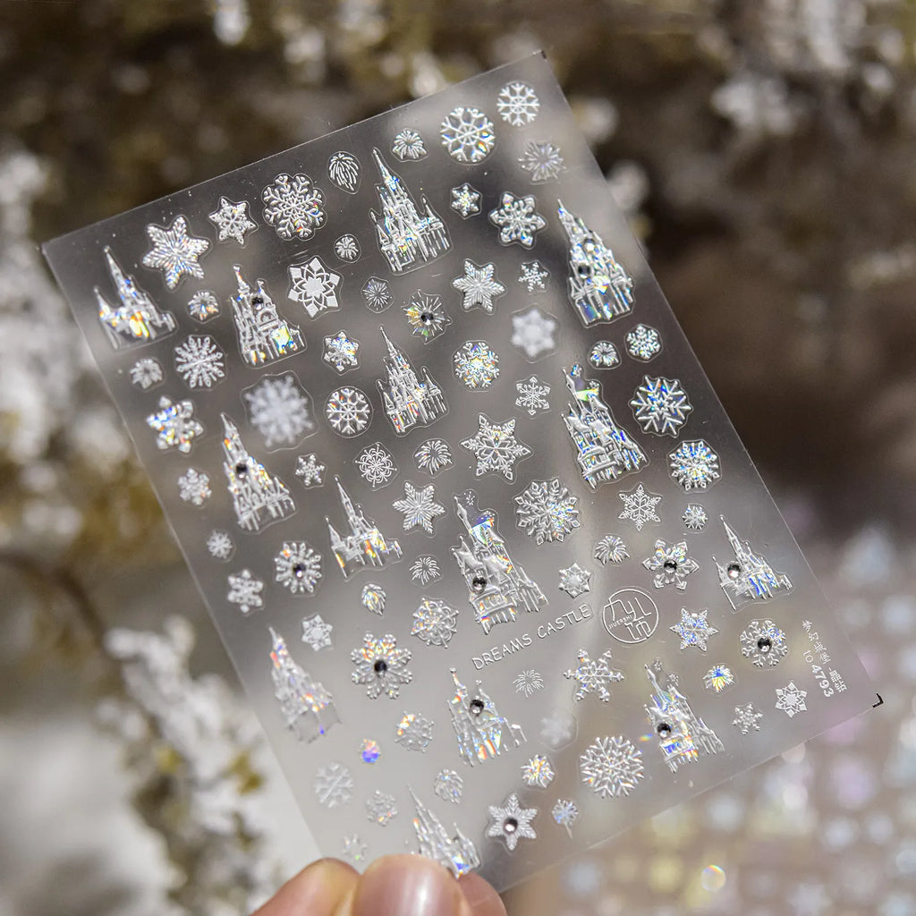 Magical Castle & Snowflake Holographic 3D Nail Stickers to4793