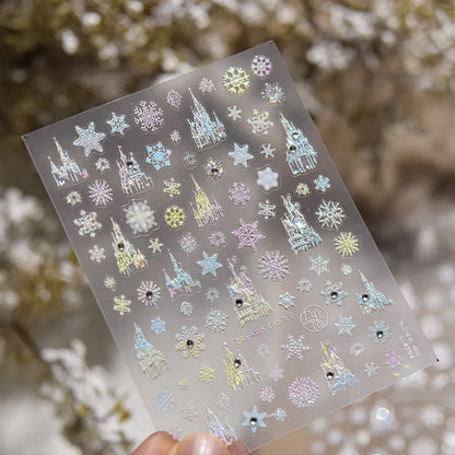Magical Castle & Snowflake Holographic 3D Nail Stickers to4793