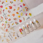 Maple Leaf Nail Art Stickers Ginkgo Leaf Adhesive Embossed Sticker Decals 