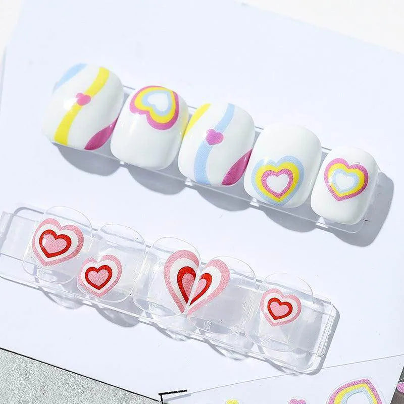 Marble Love Nail Art Stickers Adhesive Red Heart Sticker Decals 