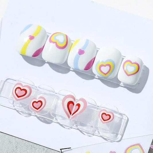 Marble Love Nail Art Stickers Adhesive Red Heart Sticker Decals 