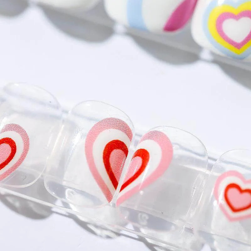 Marble Love Nail Art Stickers Adhesive Red Heart Sticker Decals 