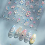 Mermaid Nail Stickers – 5D Ocean Design with Shells, Starfish & Coral