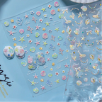 Mermaid Nail Stickers – 5D Ocean Design with Shells, Starfish & Coral