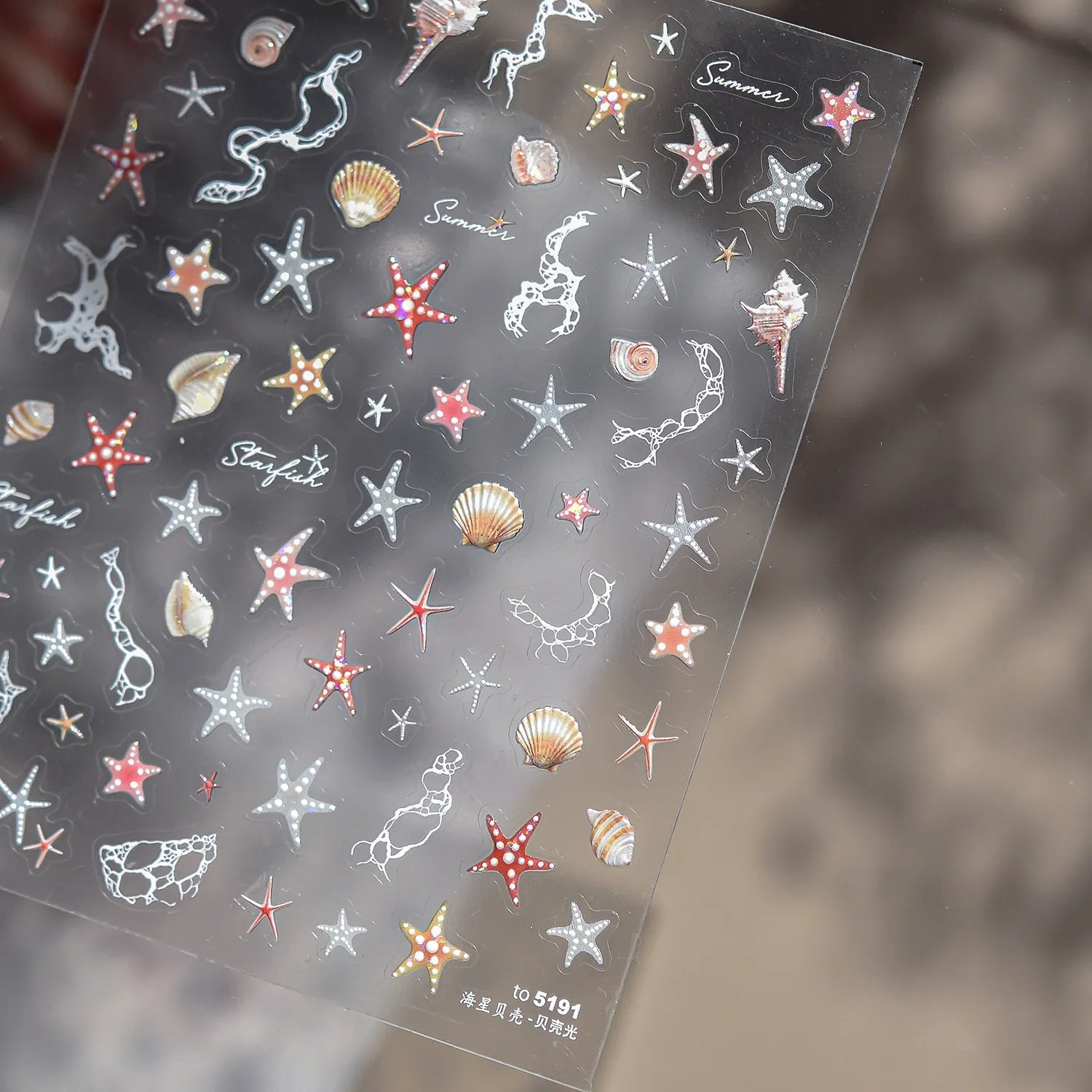 Mermaidcore Ocean Life 5D Embossed Nail Stickers 