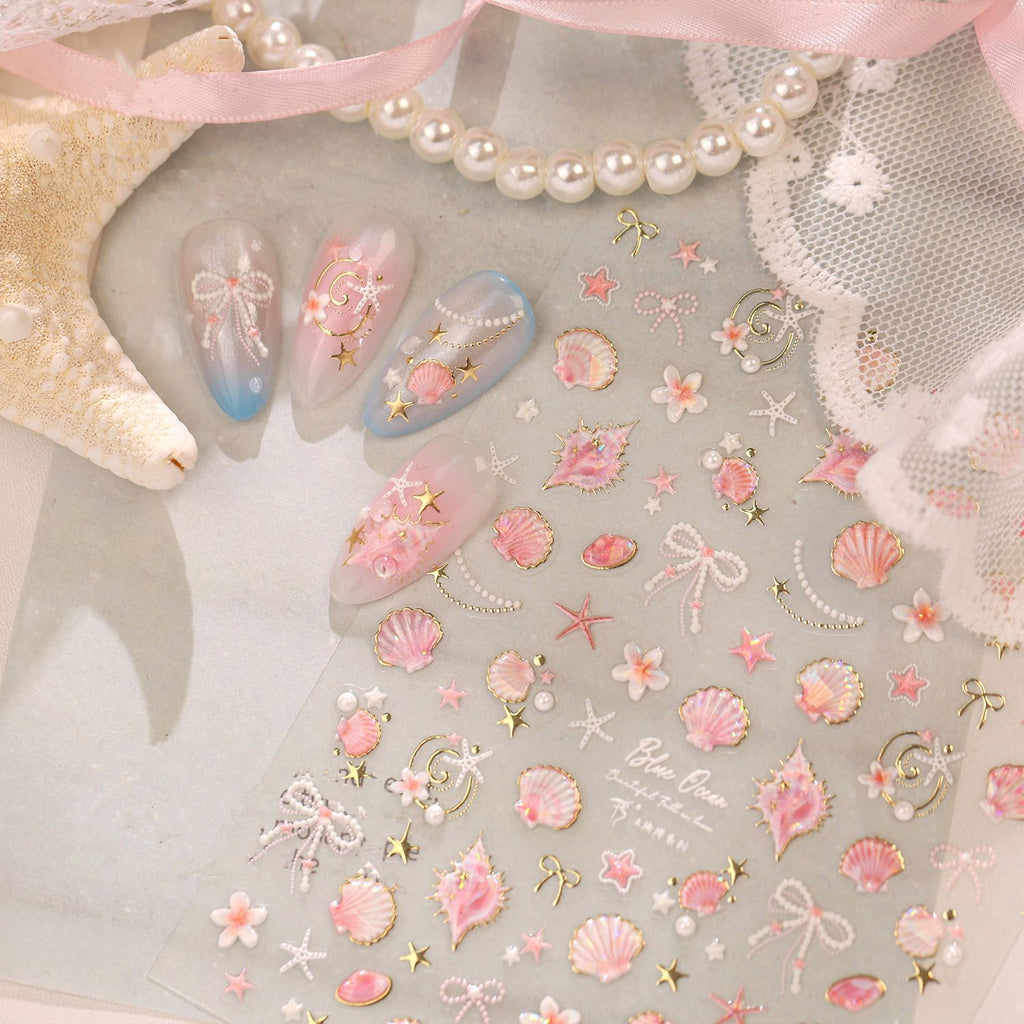Mermaidcore 3D Shell & Starfish Nail Art Stickers 
