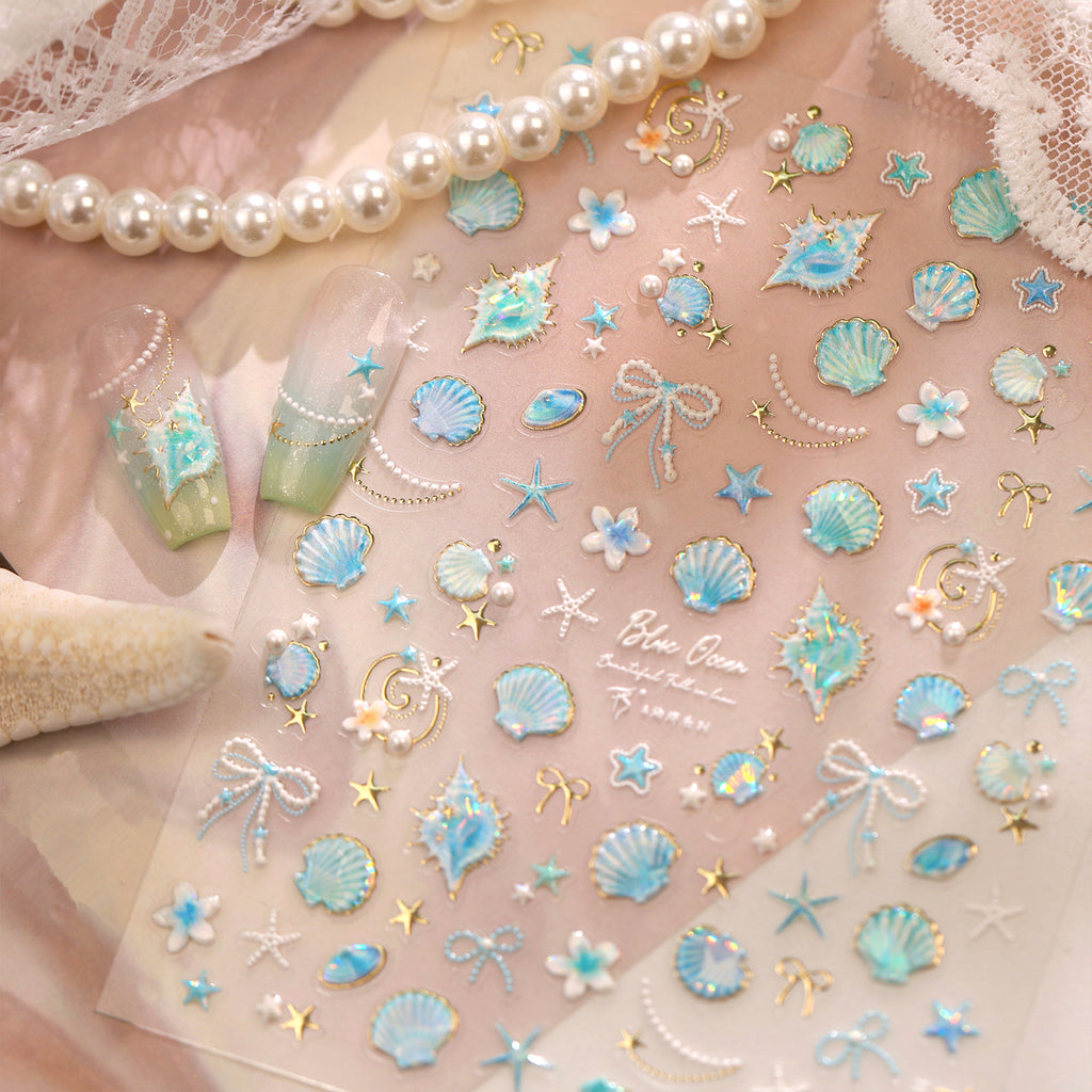 Mermaidcore 3D Shell & Starfish Nail Art Stickers 