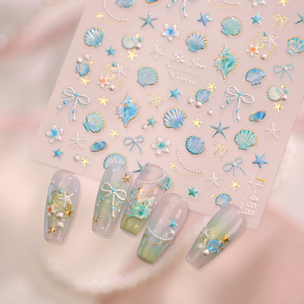 Mermaidcore 3D Shell & Starfish Nail Art Stickers 