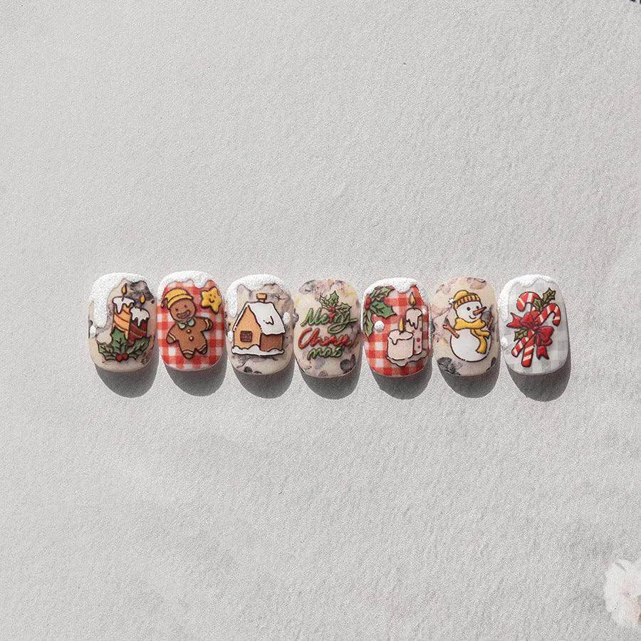 Merry Christmas Nail Art Stickers Adhesive Embossed Apple Tree Sticker Decals to3504