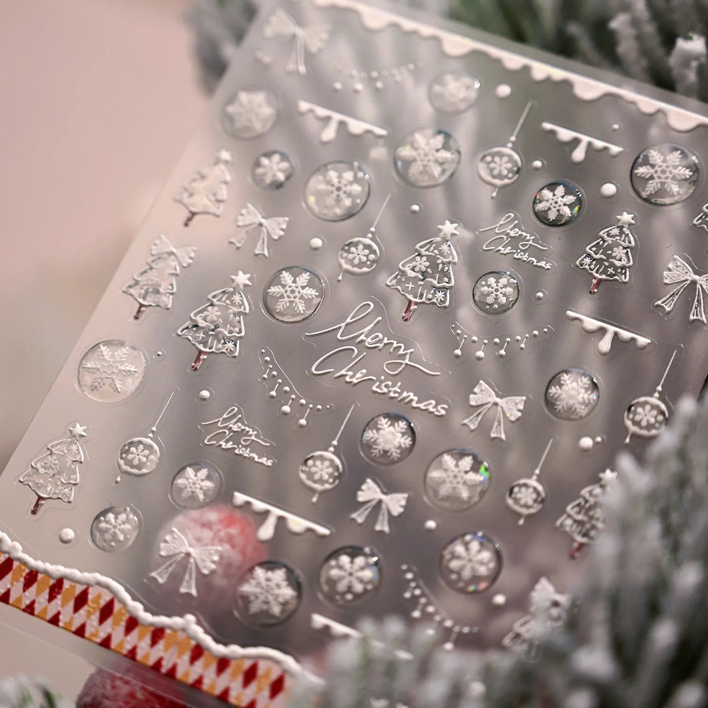 Merry Christmas Nail Stickers - Winter Snowflake Wonderland Jelly Decals