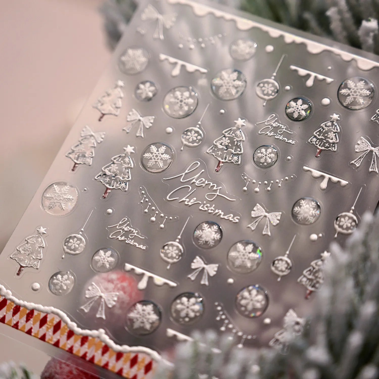 Merry Christmas Nail Stickers - Winter Snowflake Wonderland Jelly Decals